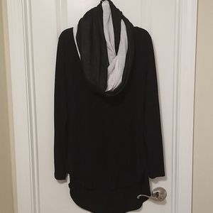 Infinity scarf black and white soft cotton